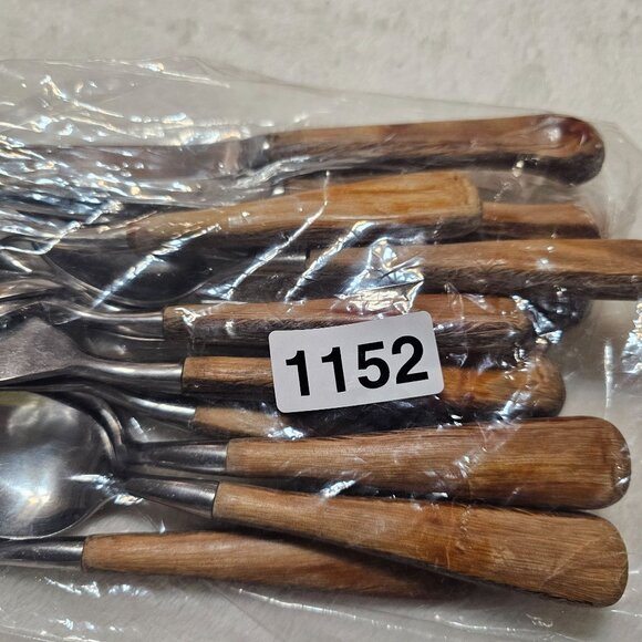 Aspen Trend Pacific Vintage Silverware Set Wood Handle Light & Dark Grain 13 PC - Picture 14 of 14